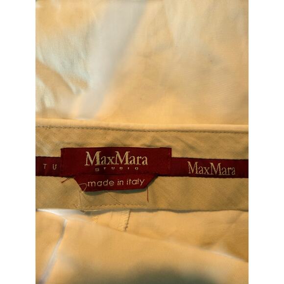 Max Mara Studio Cotton Twill Stretch Ivory Pants 8 - Picture 3 of 4